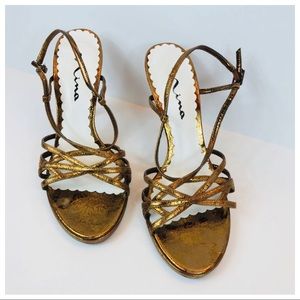 Nina Bronze Evening Leather Sandal Size 9.5